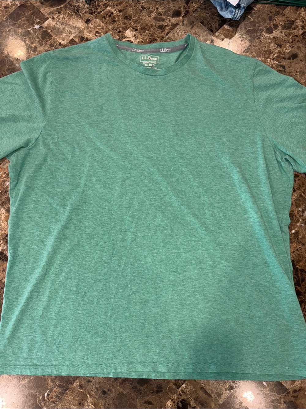 L.L. Bean Men's Heather Teal Short Sleeve Tee Size XL-Reg Slightly Fitted